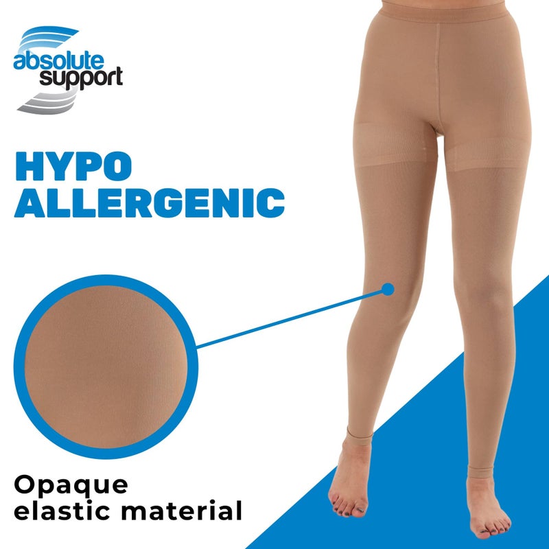 ABSOLUTE SUPPORT Compression Leggings for Women 20-30mmHg - Footles High Waist Compression Tights for Circulation during Pregnancy, Sports, Workout, Running - Beige, Medium - A717BE2 - Image 4